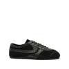 Dries Van Noten Suede Texture Sneakers Featuring Contrast Stitching In Black