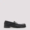 Dries Van Noten Squared Toe Black Leather Loafers With Embossed Stitching In Black