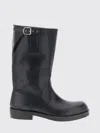 Dries Van Noten Calfskin Leather Biker Boots With Adjustable Strap In Black