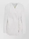 Dries Van Noten Short Coat With Tie And Notched Lapels In White