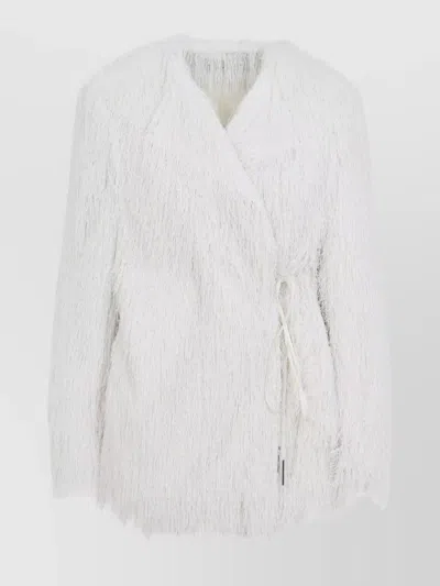 DRIES VAN NOTEN SHORT COAT WITH TIE AND NOTCHED LAPELS