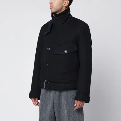 DRIES VAN NOTEN SHORT NAVY WOOL COAT