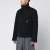 Dries Van Noten Short Navy Wool Coat In Black