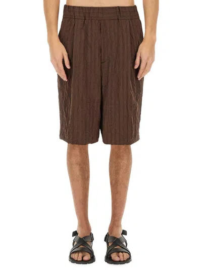 Dries Van Noten Short Pleated In Brown
