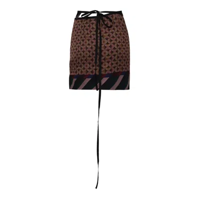 Dries Van Noten Short Printed Skirt In Brown