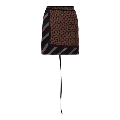 Dries Van Noten Short Printed Skirt In Brown