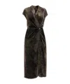 Dries Van Noten Printed Velvet Wrap-effect Midi Dress In Brown