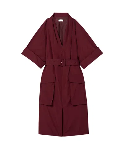 Dries Van Noten Short Sleeve Dress In Burgundy