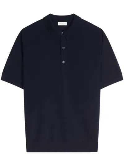Dries Van Noten Short-sleeve Merino-wool Polo Shirt In Black