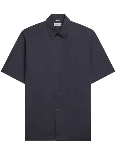 Dries Van Noten Short Sleeved Buttoned Shirt In Navy
