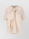 Dries Van Noten Short Sleeve Top Featuring Bow Detail In Neutral
