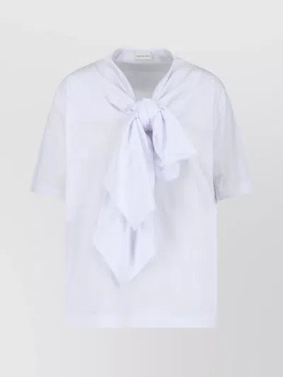 Dries Van Noten Short Sleeve Top Featuring Knot Detail In White