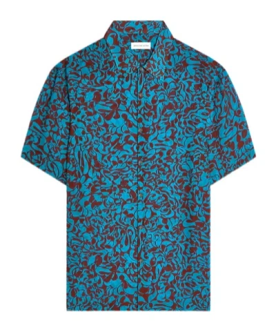 Dries Van Noten Floral-print Short-sleeve Shirt In Blue