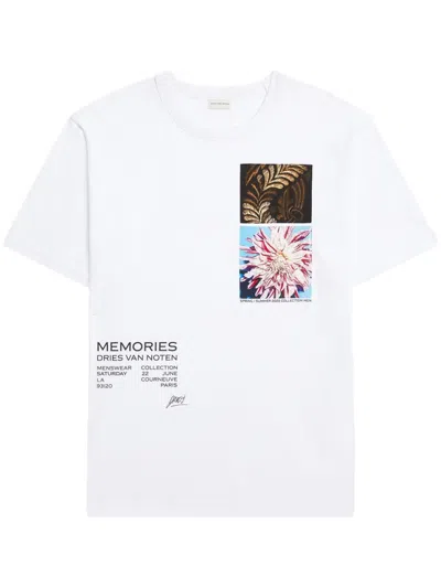 Dries Van Noten Short Sleeve White Graphic Print Crew Neck T-shirt