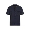 Dries Van Noten Short-sleeved Blue Shirt With Classic Collar In Blue