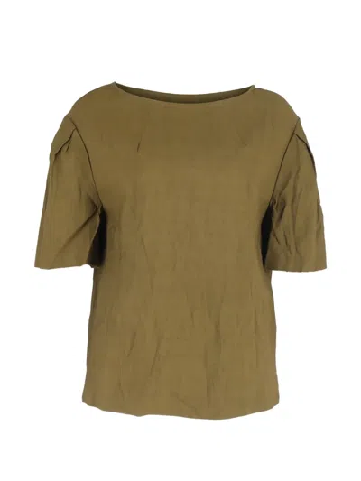 Pre-owned Dries Van Noten Short-sleeved Crinkled Blouse In Green