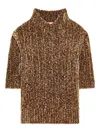 Dries Van Noten Short-sleeved High-neck Sweater In Brown