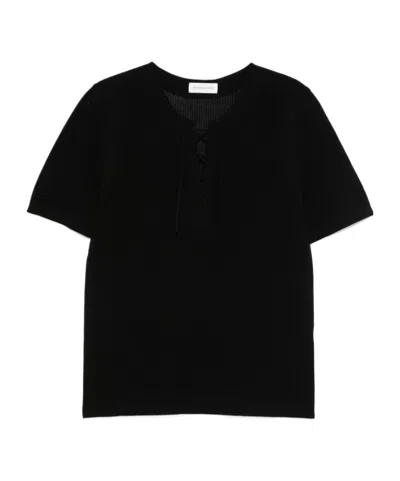 Dries Van Noten Short-sleeved Round-neck Sweater In Black