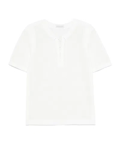 Dries Van Noten Short-sleeved Round-neck Sweater In White