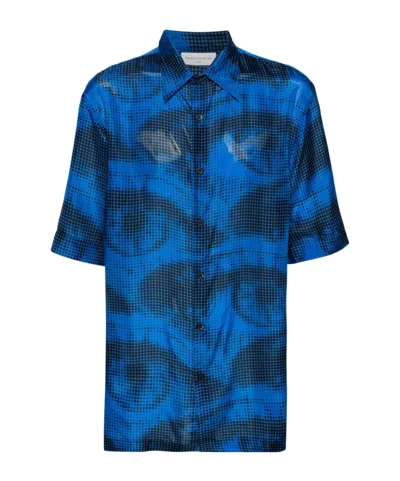 Dries Van Noten Short-sleeved Shirt In Blue