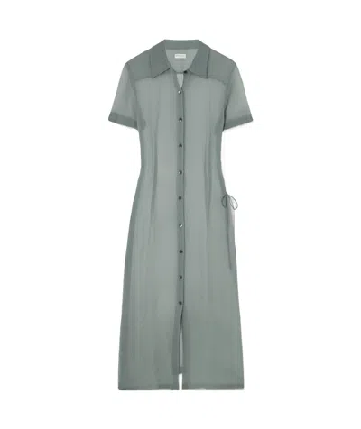 Dries Van Noten Short-sleeved Shirt Dress In Gray