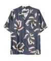 Dries Van Noten Silk Shirt With Floral Pattern And Camp Collar In Gray