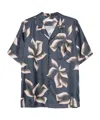 Dries Van Noten Silk Shirt With Floral Pattern And Camp Collar In Gray