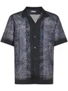 Dries Van Noten Short-sleeved Shirt With Unique Swirling Pattern In Blue