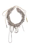 Dries Van Noten Short Strass Chain Necklace In Metallic