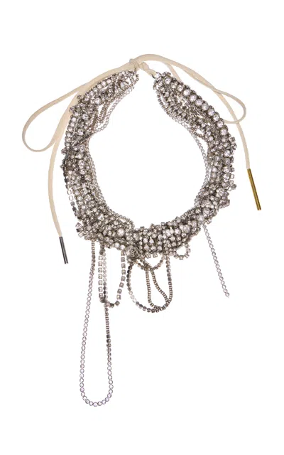 Dries Van Noten Short Strass Chain Necklace In Metallic