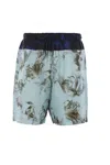 Dries Van Noten Floral Printed Drawstring Shorts In Blue