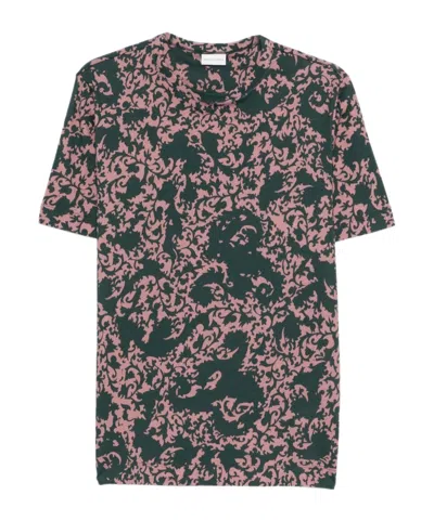 Dries Van Noten Green Pink All Over Print T-shirt In Brown