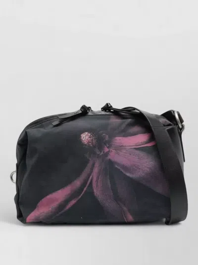 Dries Van Noten Shoulder Bag Adjustable Strap Floral Print Hardware In Black