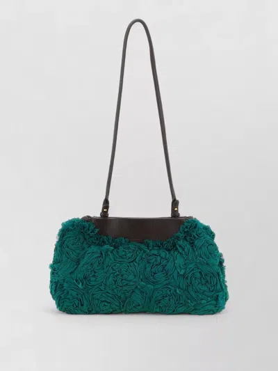Dries Van Noten Shoulder Bag Clutch Floral Texture Straps In Green