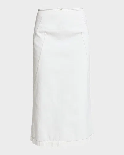 Dries Van Noten Sibyl Denim Midi Skirt In White