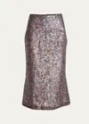 Dries Van Noten Sibyl Sequined Wool-blend Midi Skirt In Multi