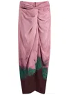 Shop Dries Van Noten Sidras Printed Stretch-silk Midi Skirt In Pink