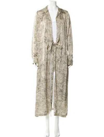 Pre-owned Dries Van Noten Silk Animal Print Robe In Neutral