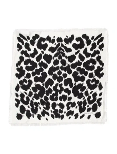 Pre-owned Dries Van Noten Silk Animal Print Scarf In Black