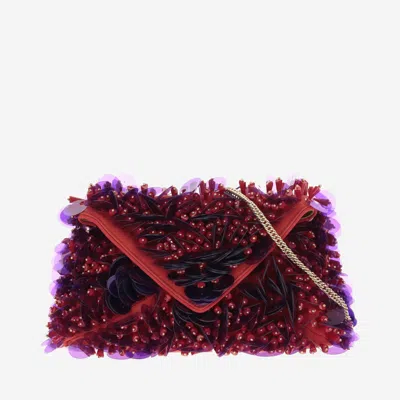 Dries Van Noten Silk Bag With Sequins And Beads In Red