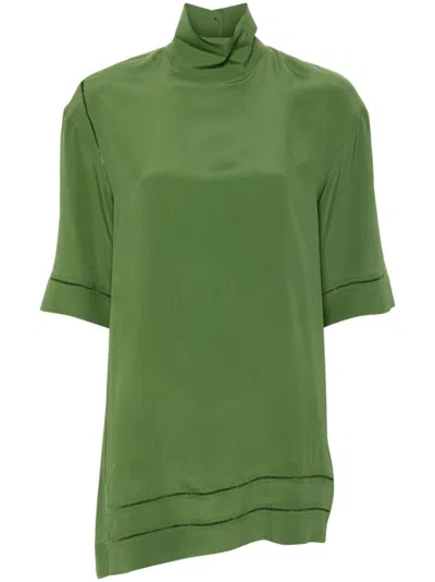Dries Van Noten Silk Blend Blouse In Green