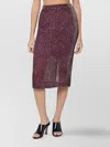 Dries Van Noten Silk Blend Midi Skirt With Polka Dots In Purple