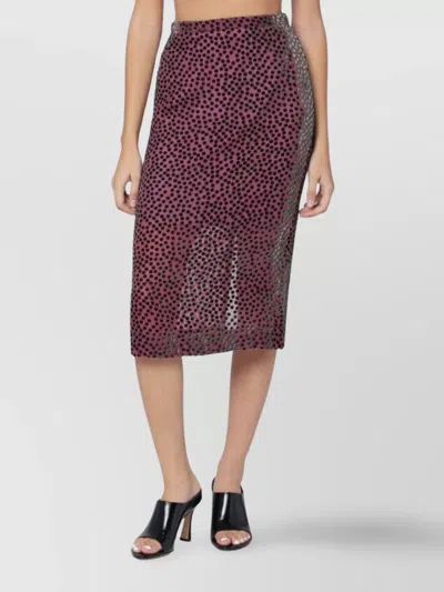Dries Van Noten Silk Blend Midi Skirt With Polka Dots In Purple