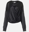 Dries Van Noten Womens Black Wrap-front Puffball Stretch-silk Shirt In Black