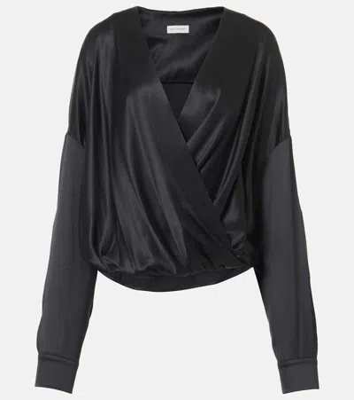 DRIES VAN NOTEN SILK-BLEND SATIN BLOUSE
