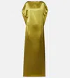 Dries Van Noten Womens Olive Plunge-neckline-at-back Cap-sleeves Stretch-silk Maxi Dress In Green