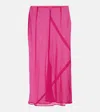 Dries Van Noten Sati Stretch Silk Midi Skirt In Fuchsia