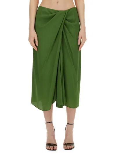 Dries Van Noten Silk Blend Skirt In Green