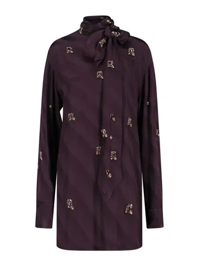 Dries Van Noten Silk Blouse With Crystals In Purple