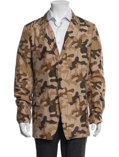 Pre-owned Dries Van Noten Silk Camouflage Print Sport Coat In Neutrals